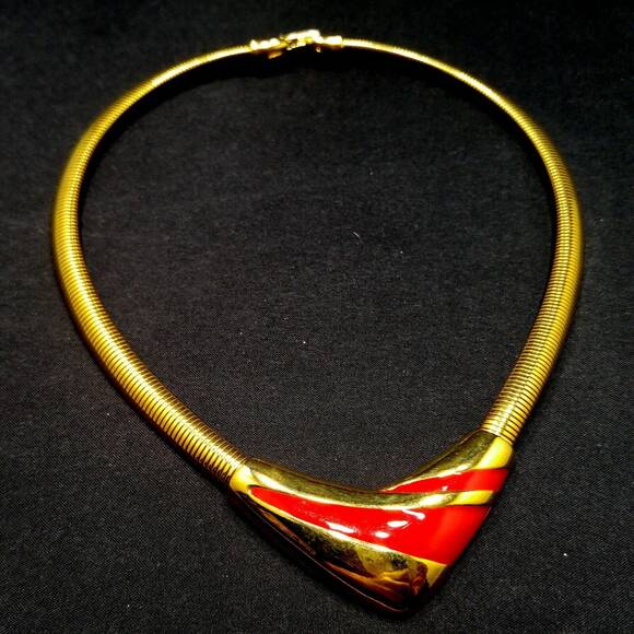 Vintage Napier Red Enamel Snake Chain Necklace, 1980s, 15" - Picture 6 of 8